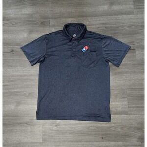 Dominos Gear Pizza Pocket Polo Shirt Stretch Employee Uniform Blue Mens Medium